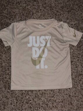 Nike Kids Short Sleeve 'Just Do It' Tee - Beige & White